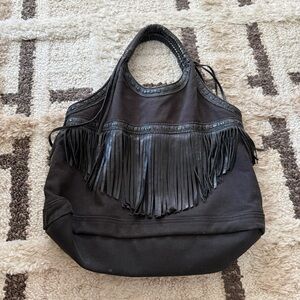 Ralph Lauren Denim & Supply Cotton Canvas and Leather Fringe Tote